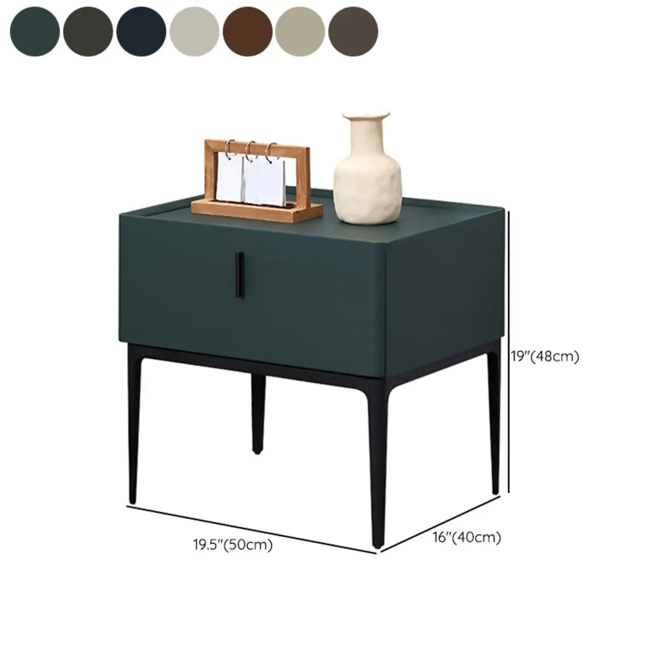 Contemporary Beige Faux Leather 4-Leg Drawer Nightstand