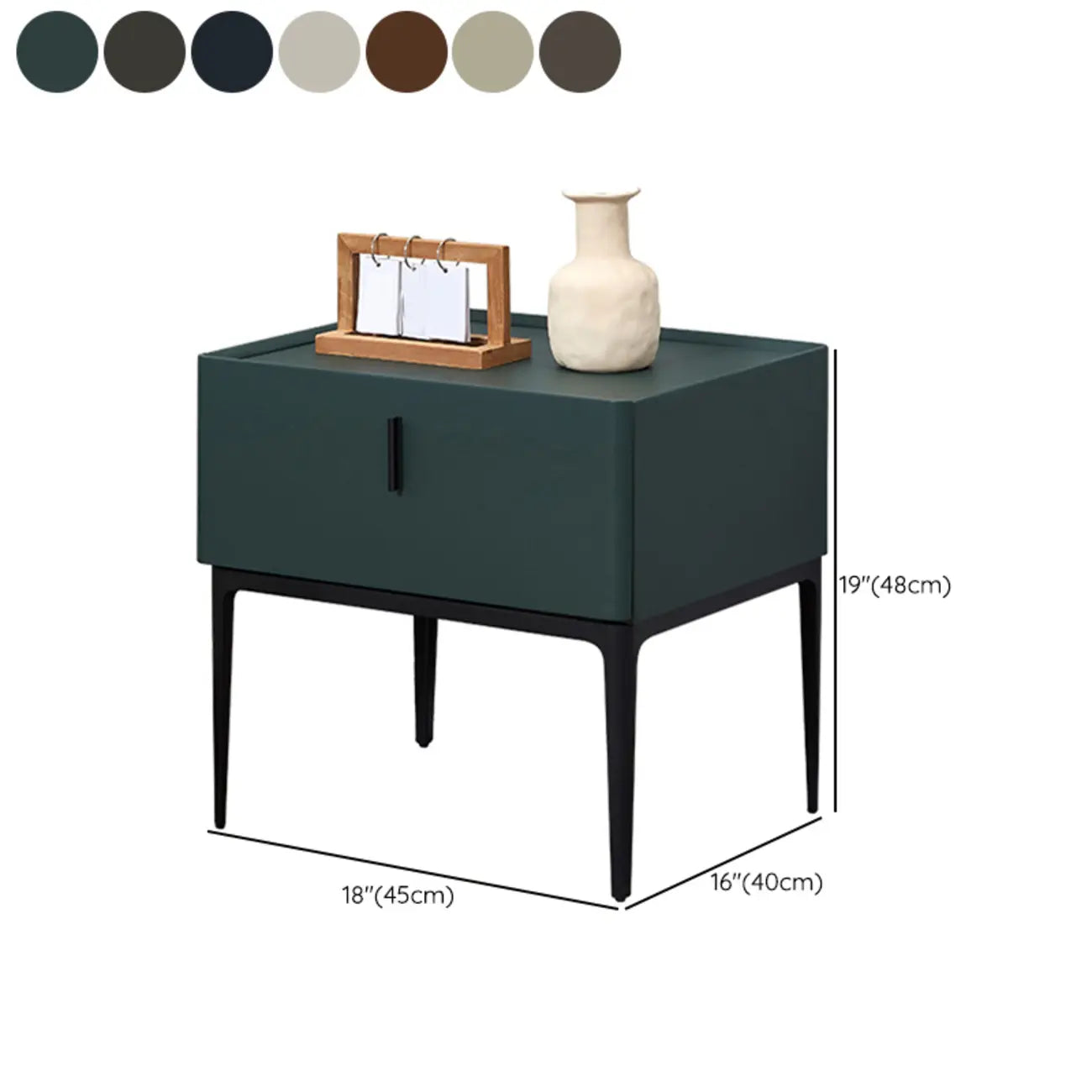Contemporary Beige Faux Leather 4-Leg Drawer Nightstand