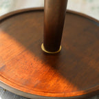 Small Walnut Wood Fabric Umbrella Table Lamp for Bedroom