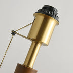 Small Walnut Wood Fabric Umbrella Table Lamp for Bedroom