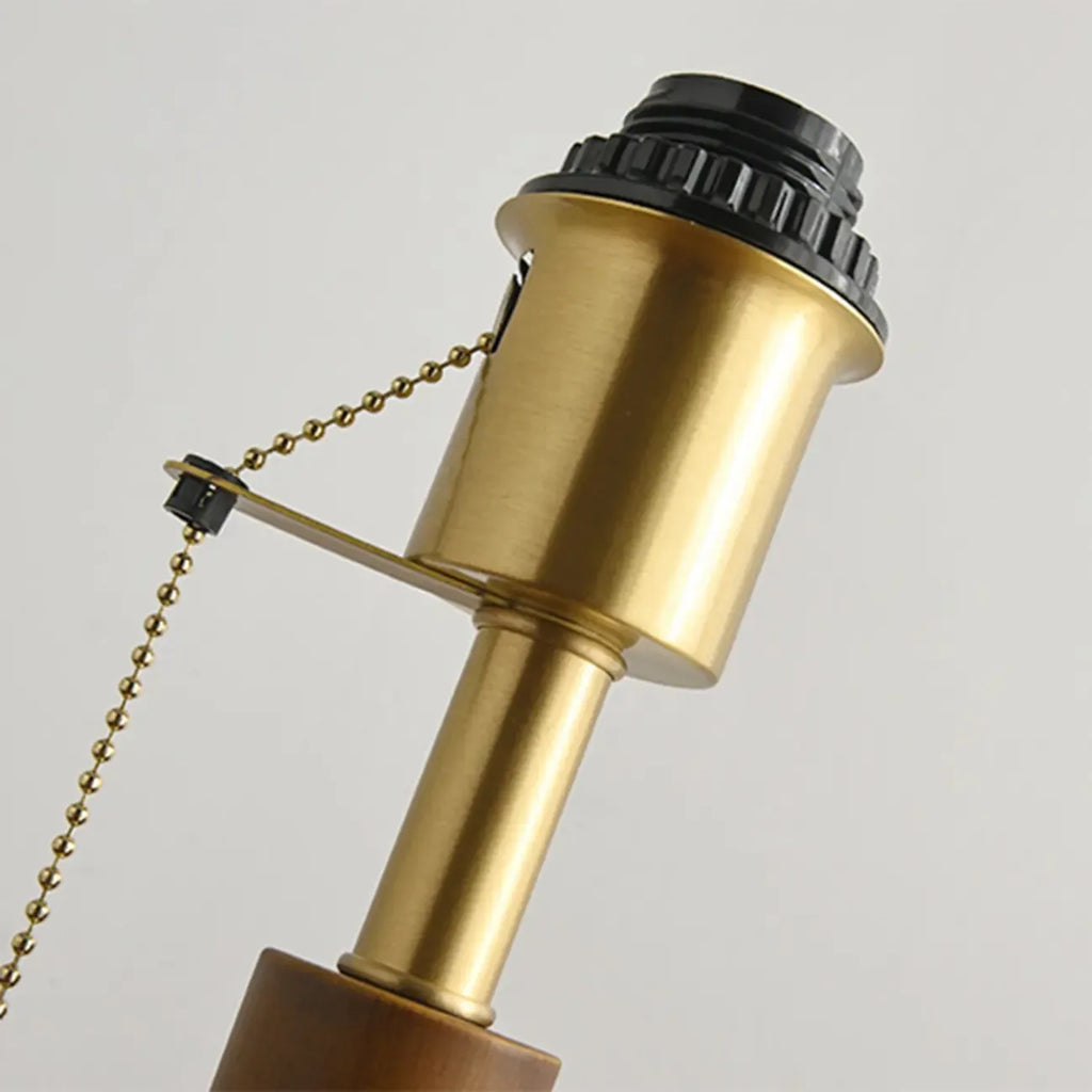 Small Walnut Wood Fabric Umbrella Table Lamp for Bedroom