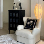 Elegant Black Wooden 9 Glass Pane Accent Storage Cabinet