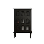 Elegant Black Wooden 9 Glass Pane Accent Storage Cabinet