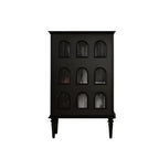 Elegant Black Wooden 9 Glass Pane Accent Storage Cabinet