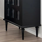 Elegant Black Wooden 9 Glass Pane Accent Storage Cabinet