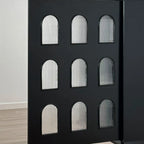 Elegant Black Wooden 9 Glass Pane Accent Storage Cabinet