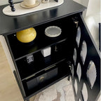 Elegant Black Wooden 9 Glass Pane Accent Storage Cabinet