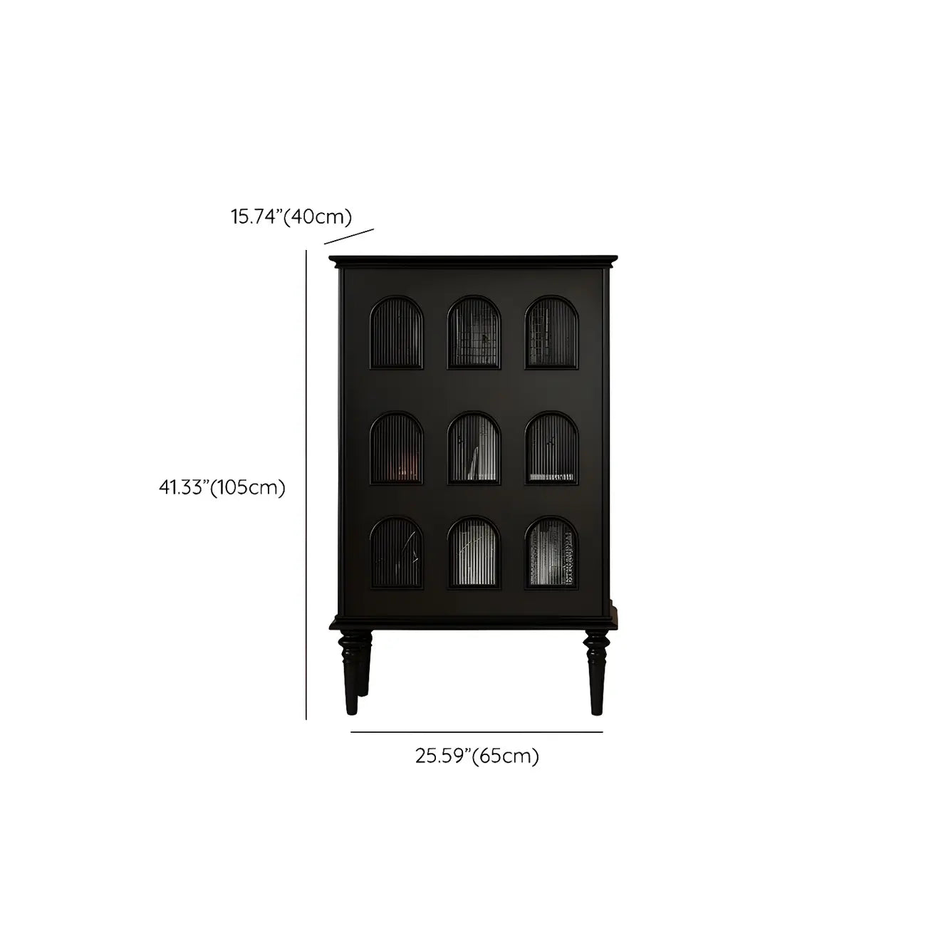 Elegant Black Wooden 9 Glass Pane Accent Storage Cabinet