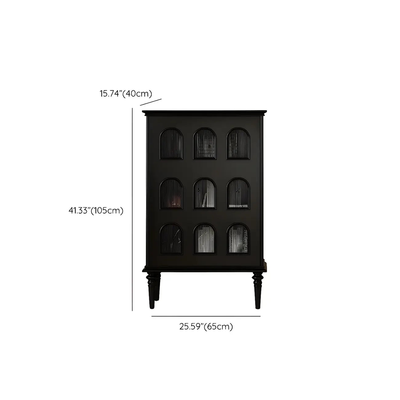Elegant Black Wooden 9 Glass Pane Accent Storage Cabinet