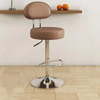 Round Adjustable Faux Leather Bar Stools with Back