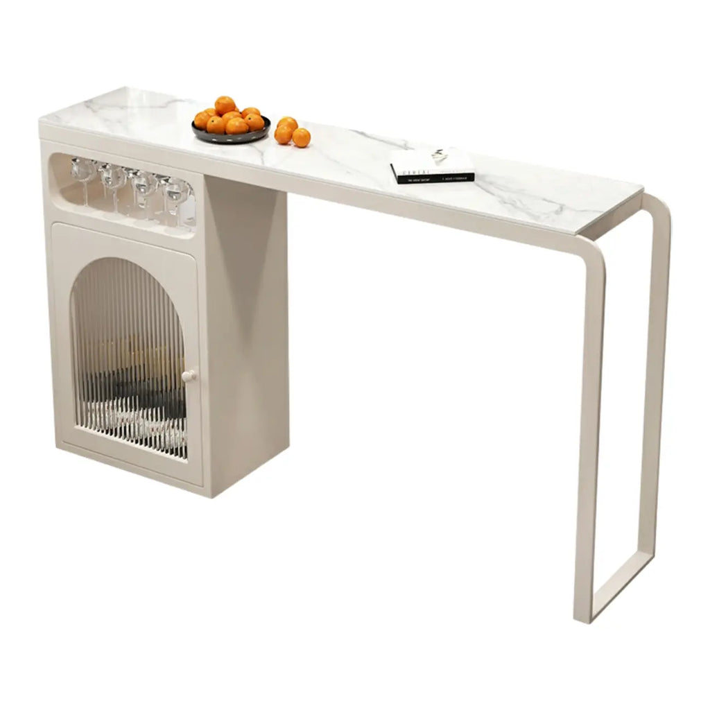 Modern White-Gold Stone Metal Wine Storage Kitchen Bar Tables