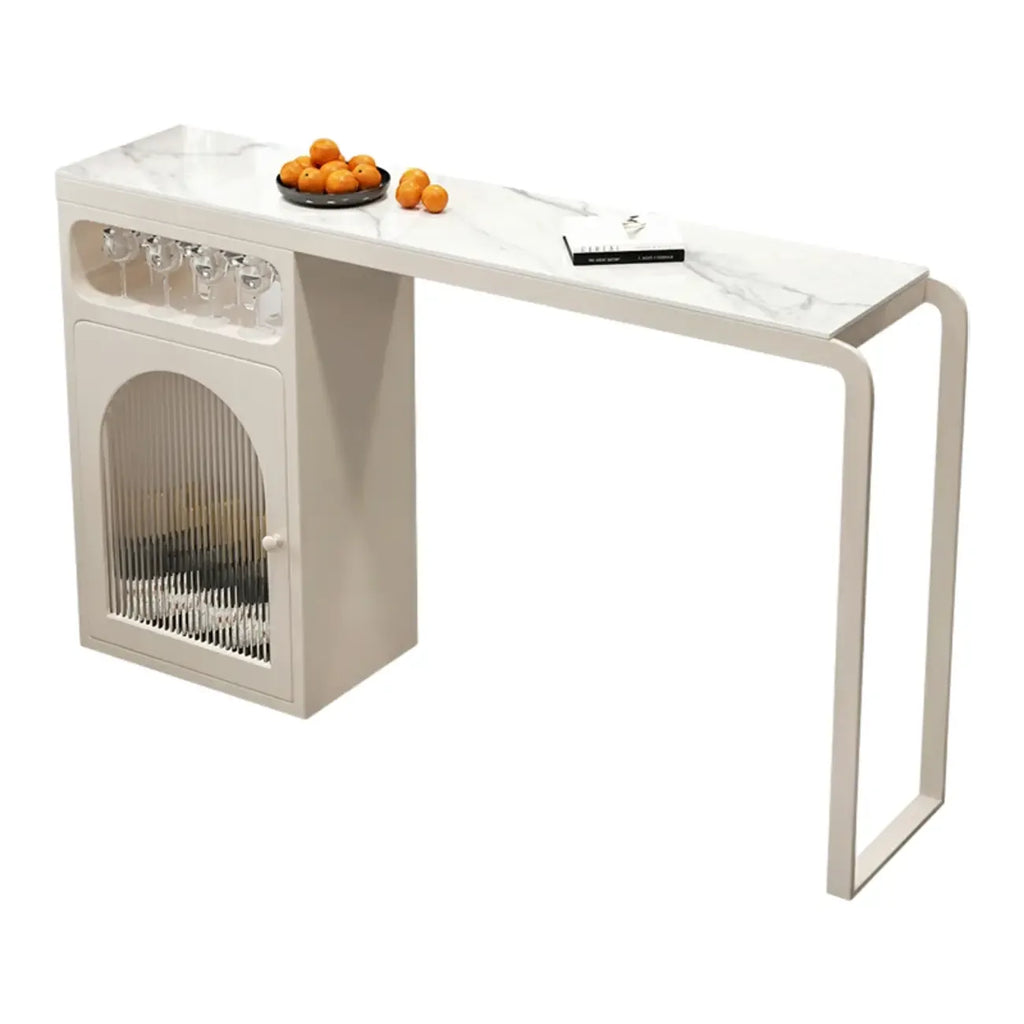 Modern White-Gold Stone Metal Wine Storage Kitchen Bar Tables
