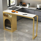 Modern White-Gold Stone Metal Wine Storage Kitchen Bar Tables
