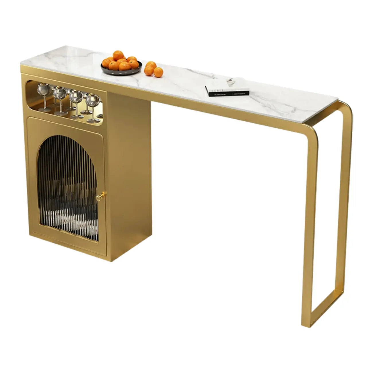 Modern White-Gold Stone Metal Wine Storage Kitchen Bar Tables