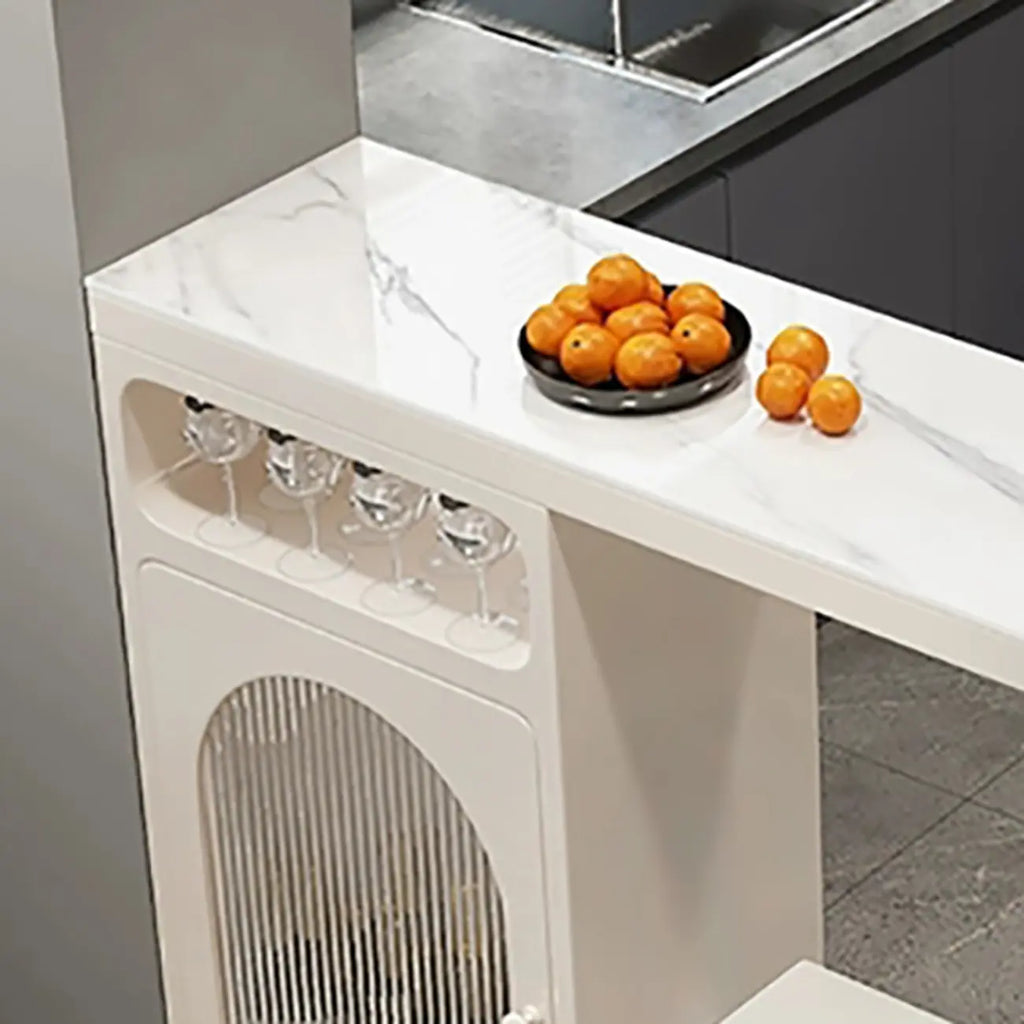 Modern White-Gold Stone Metal Wine Storage Kitchen Bar Tables