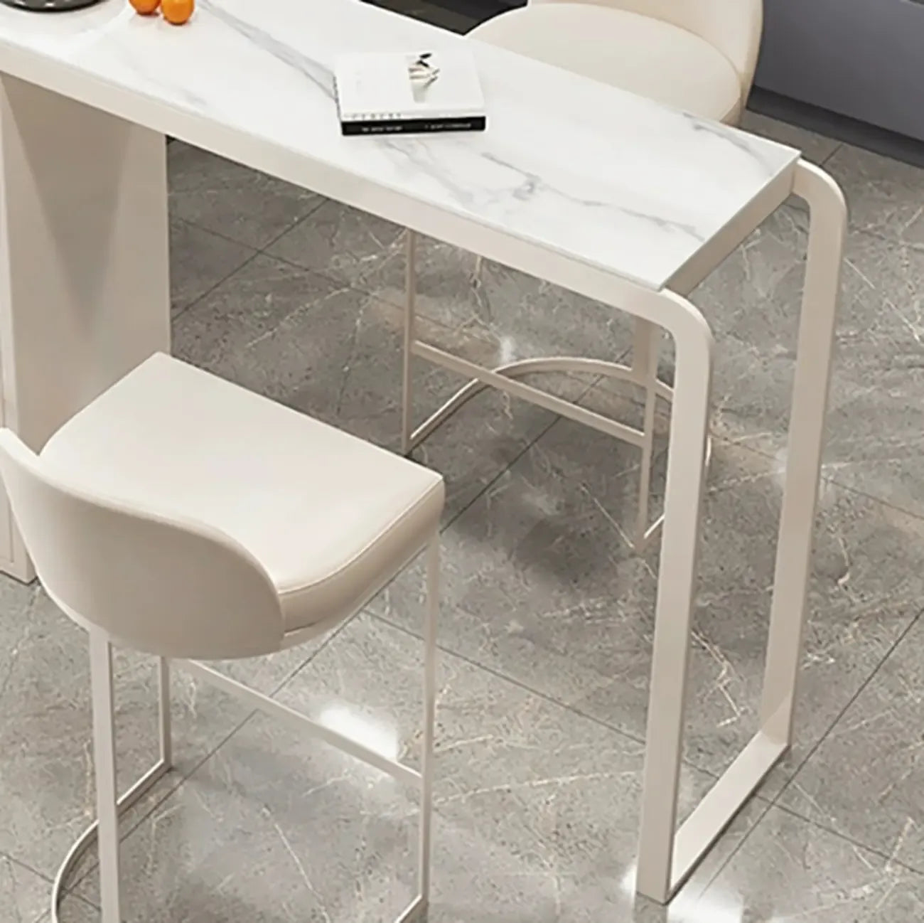 Modern White-Gold Stone Metal Wine Storage Kitchen Bar Tables
