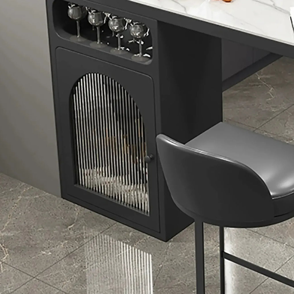 Modern White-Gold Stone Metal Wine Storage Kitchen Bar Tables