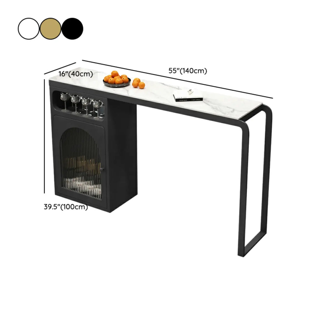 Modern White-Gold Stone Metal Wine Storage Kitchen Bar Tables