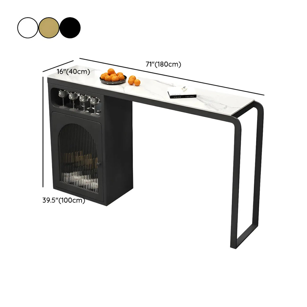 Modern White-Gold Stone Metal Wine Storage Kitchen Bar Tables