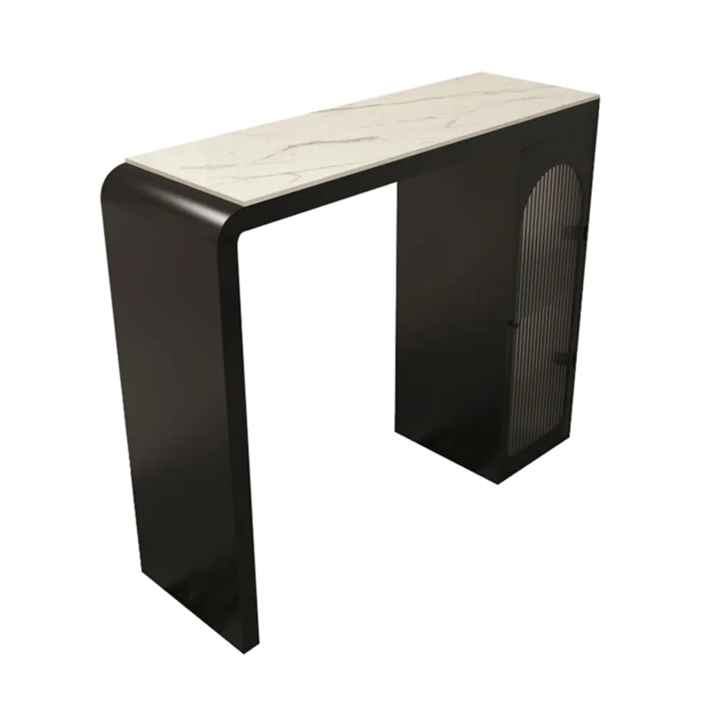 Modern Stone Metal Double Pedestal Storage Home Bar Tables