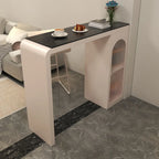 Modern Stone Metal Double Pedestal Storage Home Bar Tables