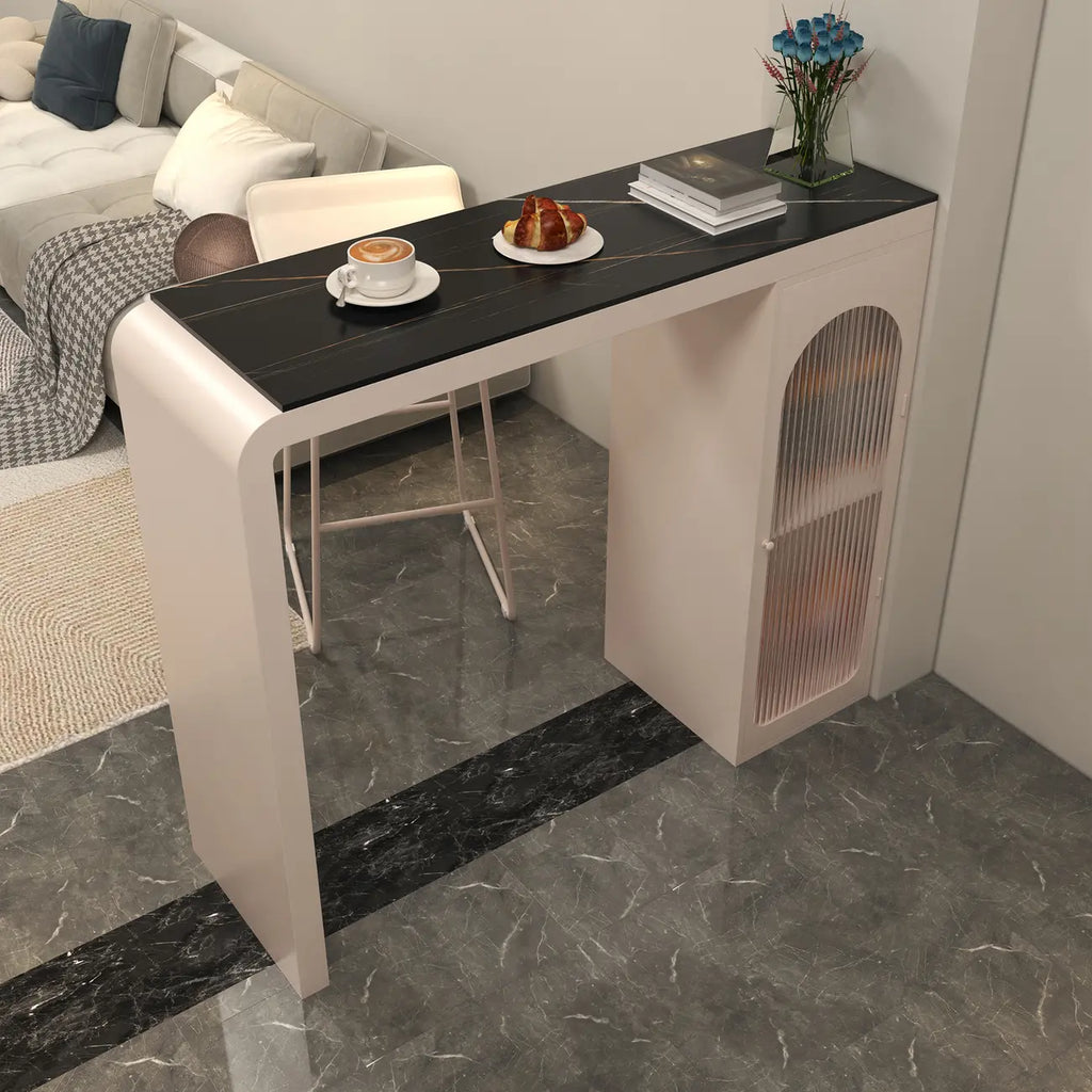 Modern Stone Metal Double Pedestal Storage Home Bar Tables
