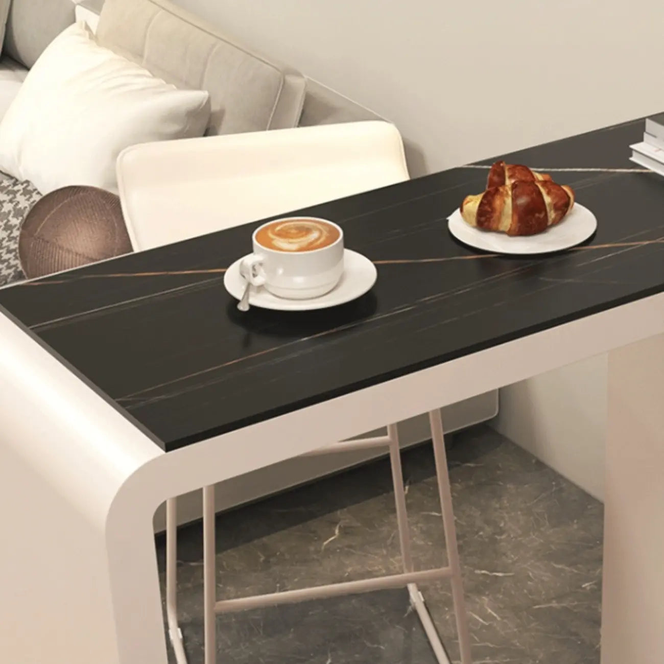 Modern Stone Metal Double Pedestal Storage Home Bar Tables