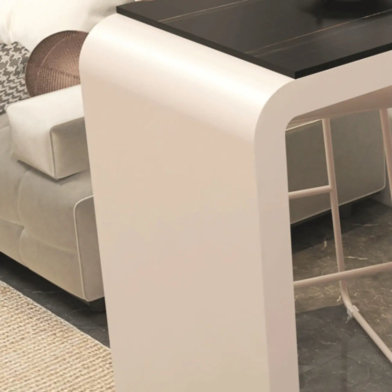 Modern Stone Metal Double Pedestal Storage Home Bar Tables