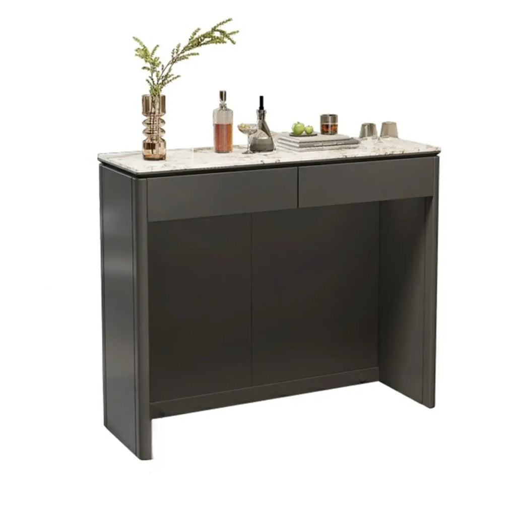 Modern White Stone Top Gray Pine Storage Sofa Bar Tables