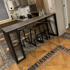 Modern Grey Stone Metal Base Storage Bar Tables for Kitchen