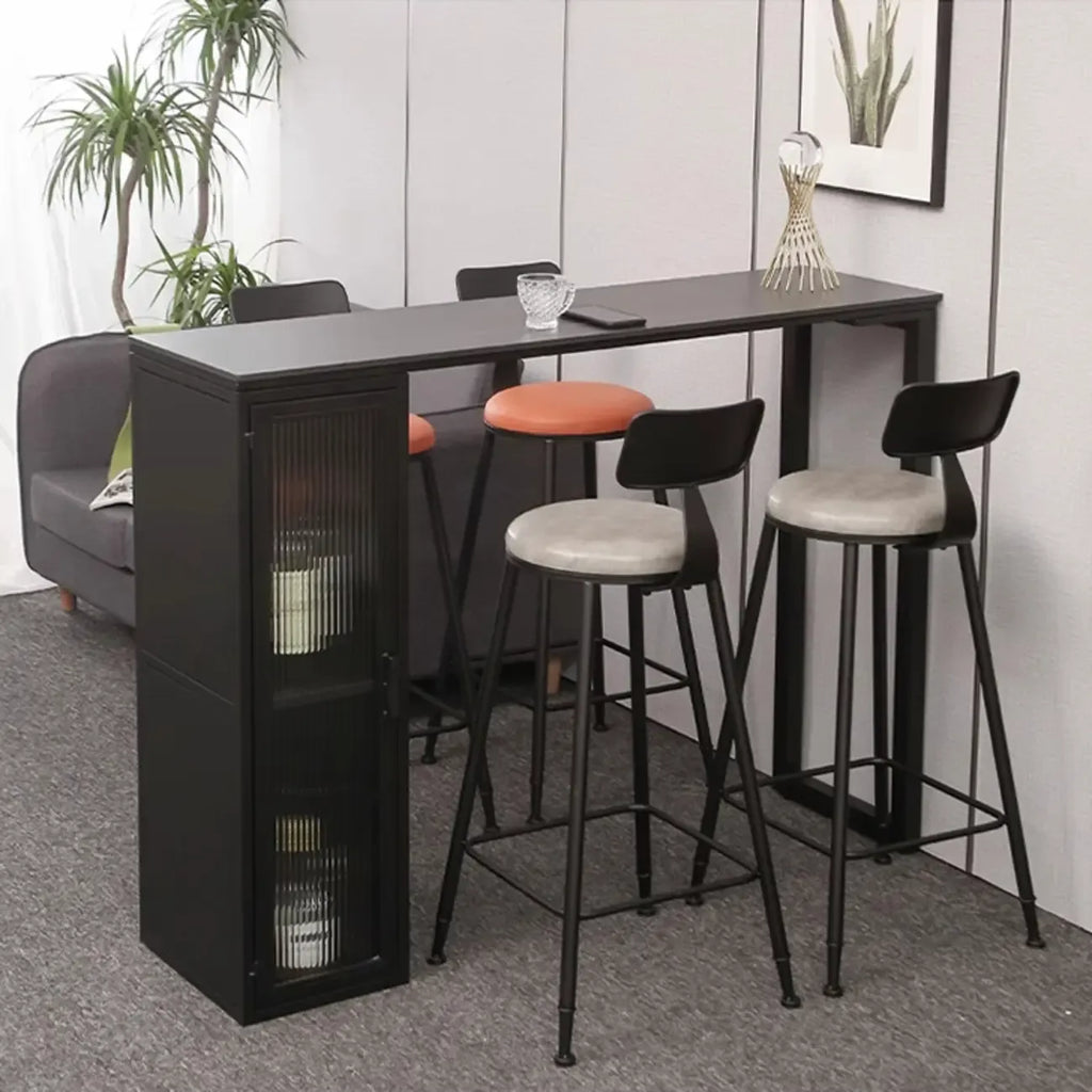 Modern Grey Stone Metal Base Storage Bar Tables for Kitchen