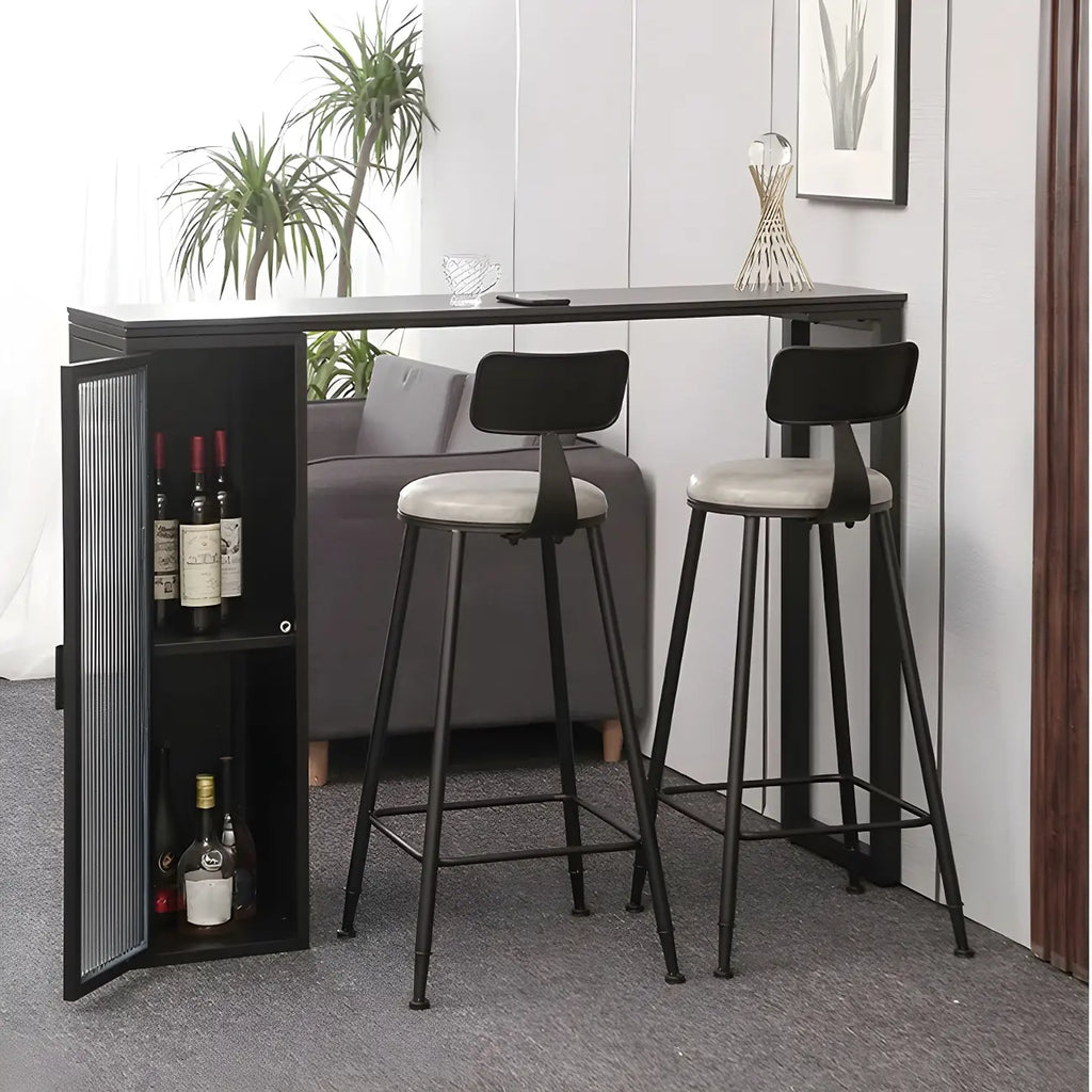 Modern Grey Stone Metal Base Storage Bar Tables for Kitchen