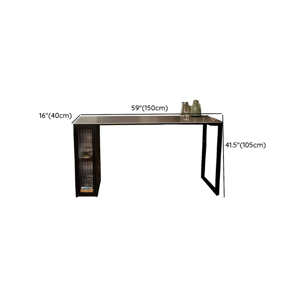 Modern Grey Stone Metal Base Storage Bar Tables for Kitchen