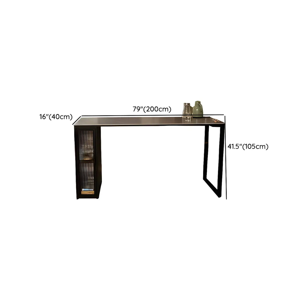 Modern Grey Stone Metal Base Storage Bar Tables for Kitchen
