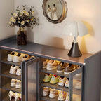 Elegant Grey Metal Code Lock Shoe Cabinet for Hallway