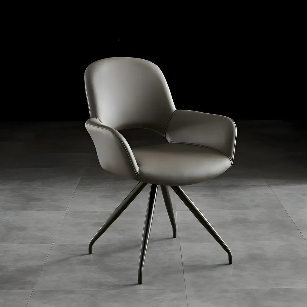 Grey Faux Leather Swivel Arm Dining Chair