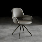 Grey Faux Leather Swivel Arm Dining Chair