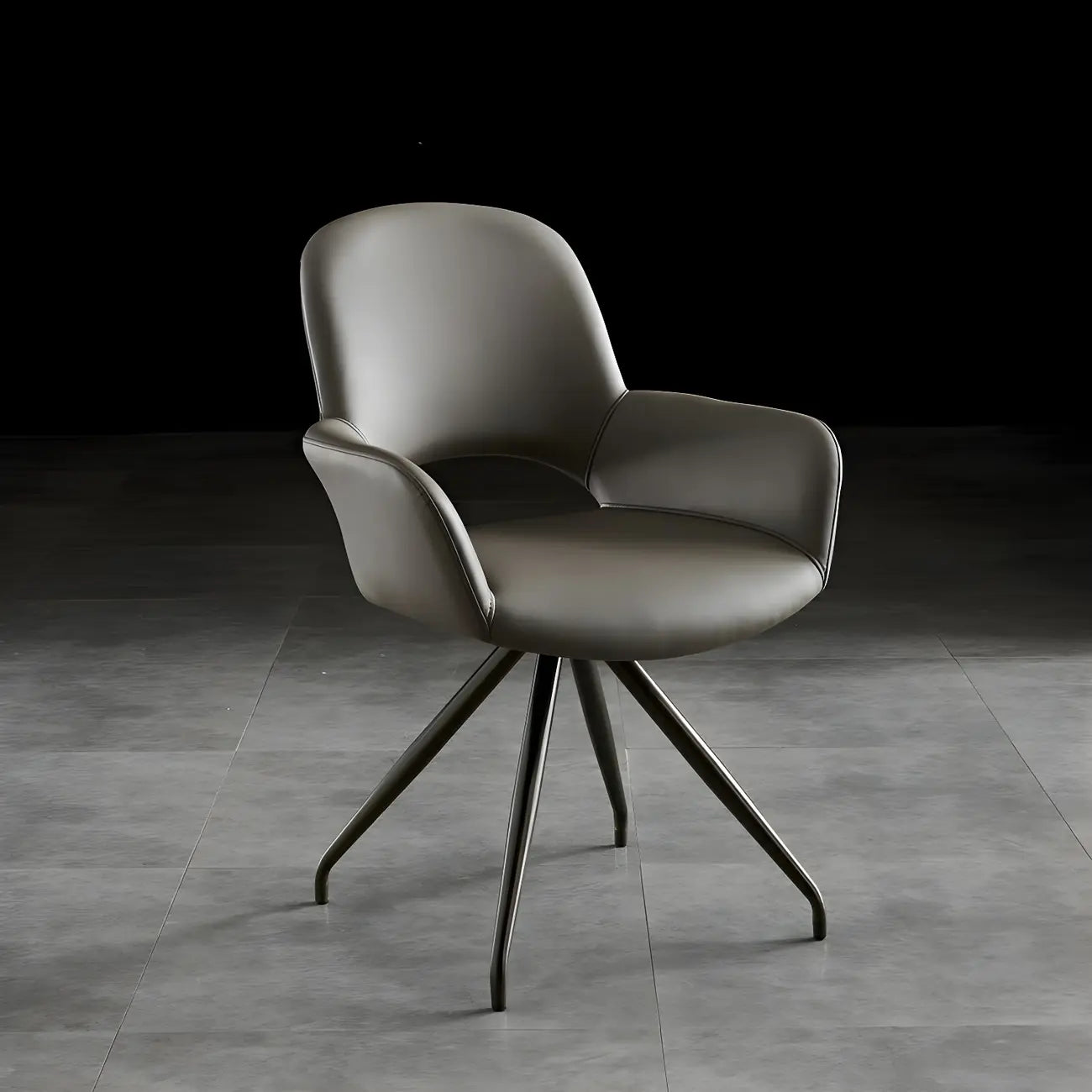 Grey Faux Leather Swivel Arm Dining Chair
