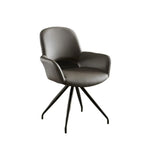 Grey Faux Leather Swivel Arm Dining Chair