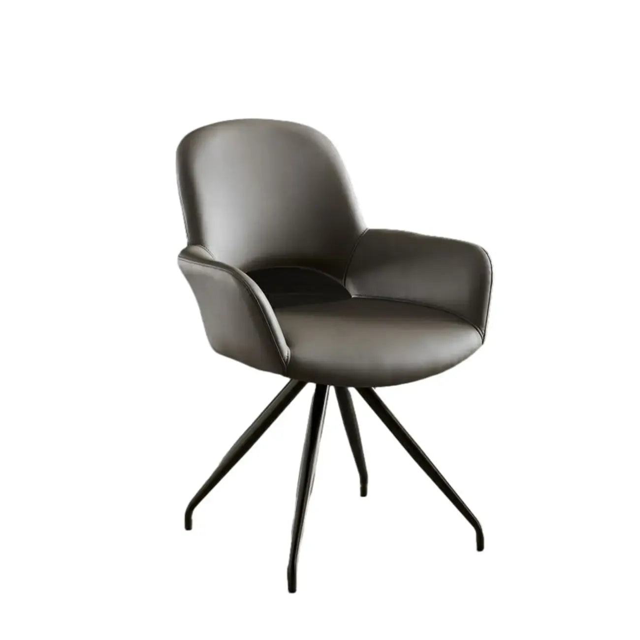 Grey Faux Leather Swivel Arm Dining Chair