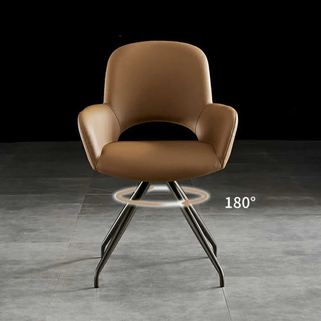 Grey Faux Leather Swivel Arm Dining Chair