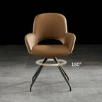 Grey Faux Leather Swivel Arm Dining Chair