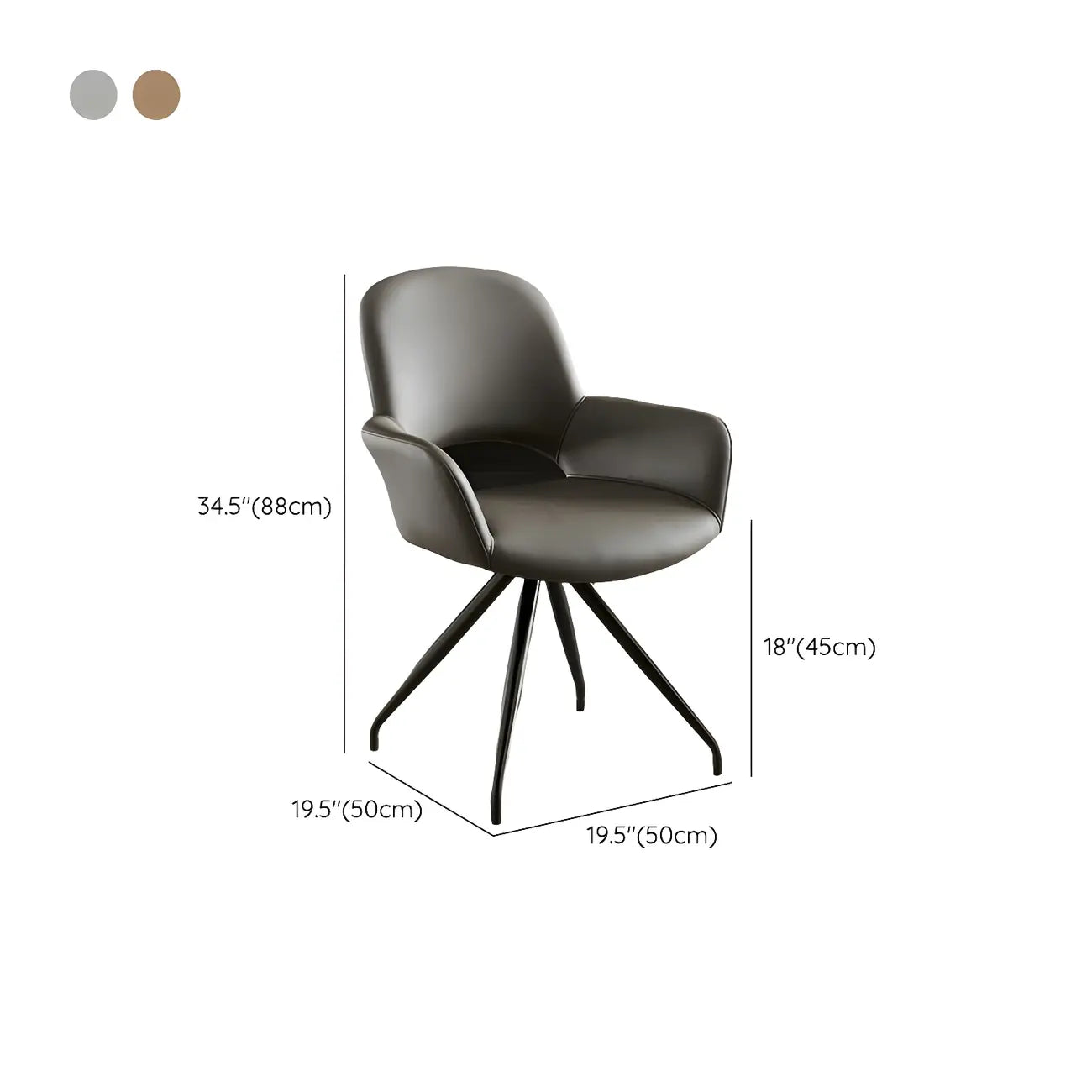 Grey Faux Leather Swivel Arm Dining Chair