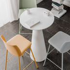 Elegant Pedestal Round White Marble Bar Table