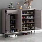 Contemporary Grey Wood Shoe Storage with Bottom Shelf