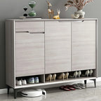 Contemporary Grey Wood Shoe Storage with Bottom Shelf