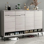 Contemporary Grey Wood Shoe Storage with Bottom Shelf