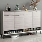 Contemporary Grey Wood Shoe Storage with Bottom Shelf