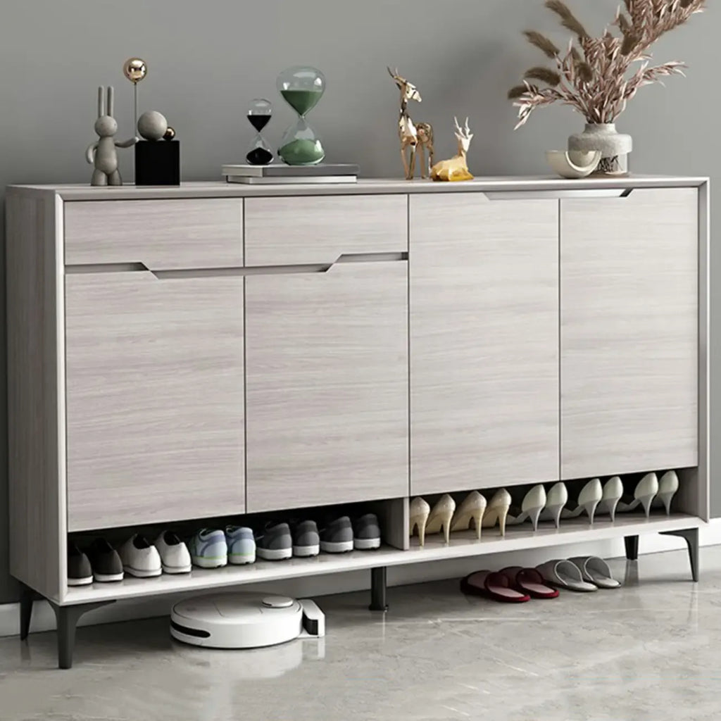 Contemporary Grey Wood Shoe Storage with Bottom Shelf