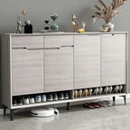 Contemporary Grey Wood Shoe Storage with Bottom Shelf